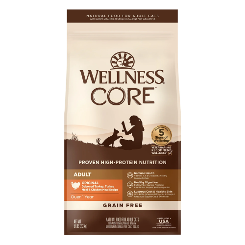 Wellness CORE Grain Free (8839) Adult Original : Deboned Turkey, Turkey Meal & Chicken Meal Recipe 無穀物成貓 火雞+雞肉 5lb (新包裝 升級版) (EXP: 10月/2027)